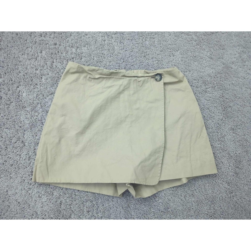 H&M Women's Beige Tan Skort Wrap Front Shorts Size US 6 Cotton Blend Casual